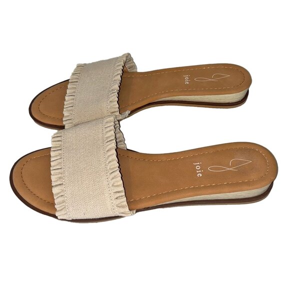 Joie Eidel Ivory / Off White Canvas Ruffled Slide Sandals - Size 9 - Picture 3 of 7